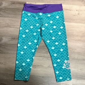 Disney Turquoise and Purple Ariel  Mermaid Scales Leggings size large